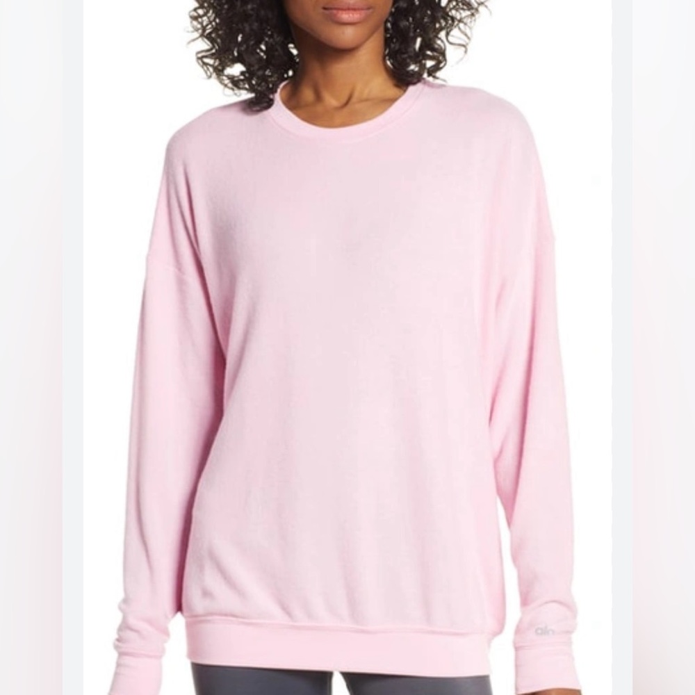 Alo Yoga Soho Pullover Long Sleeved Top Pullover Shirt Sweatshirt Flamingo Pink